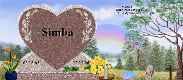Simba's Rainbow Bridge Pet Loss Memorial Residency Image