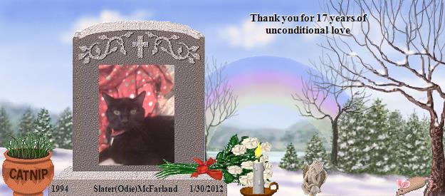 Slater(Odie)McFarland's Rainbow Bridge Pet Loss Memorial Residency Image