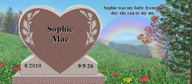 Sophie Mae's Rainbow Bridge Pet Loss Memorial Residency Image