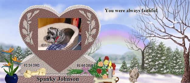 Spanky Johnson's Rainbow Bridge Pet Loss Memorial Residency Image