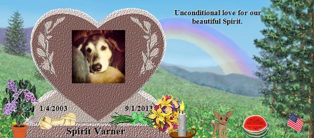 Spirit Varner's Rainbow Bridge Pet Loss Memorial Residency Image