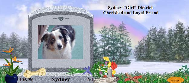 Sydney's Rainbow Bridge Pet Loss Memorial Residency Image