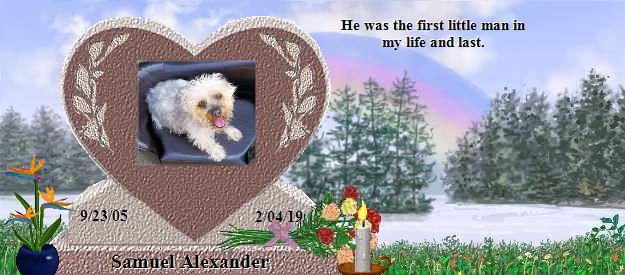 Samuel Alexander's Rainbow Bridge Pet Loss Memorial Residency Image