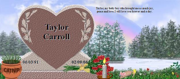 Taylor Carroll's Rainbow Bridge Pet Loss Memorial Residency Image