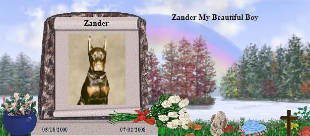 Zander's Rainbow Bridge Pet Loss Memorial Residency Image
