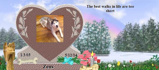 Zeus's Rainbow Bridge Pet Loss Memorial Residency Image