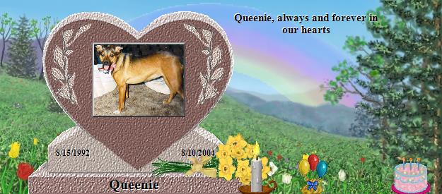 Queenie's Rainbow Bridge Pet Loss Memorial Residency Image